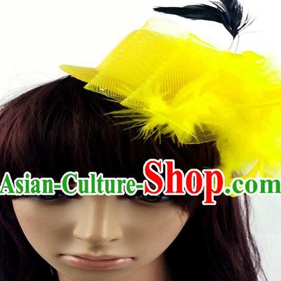 Top Grade Handmade Classical Hair Accessories Bobby Pin, Children Yellow Feathers Hairpins Hair Clasp for Kids Girls
