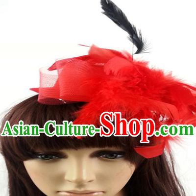 Top Grade Handmade Classical Hair Accessories Bobby Pin, Children Red Feathers Hairpins Hair Clasp for Kids Girls