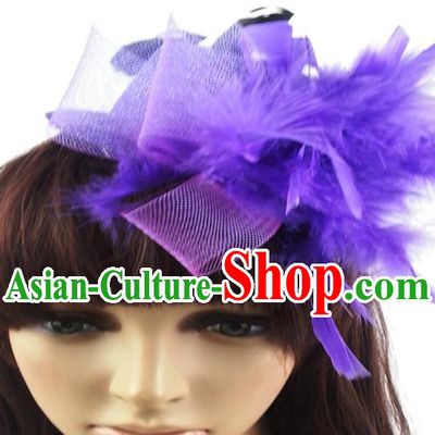 Top Grade Handmade Classical Hair Accessories Bobby Pin, Children Purple Feathers Hairpins Hair Clasp for Kids Girls