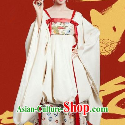 Traditional Ancient Chinese Elegant Princess Costume and Handmade Headpiece Complete Set, Chinese Television Drama Concubine Meng Comes Across Palace Lady Dress Chinese Tang Dynasty Imperial Consort Clothing for Women