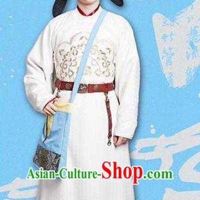 Traditional Ancient Chinese Elegant Minister Costume and Handmade Hat Complete Set, Chinese Television Drama Concubine Meng Comes Across Chinese Tang Dynasty Scholar Clothing for Men