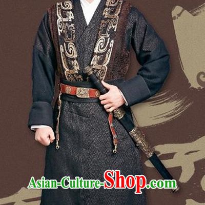 Traditional Ancient Chinese Housecarl Costume and Handmade Headpiece Complete Set, Chinese Television Concubine Meng Comes Across Knight Tang Dynasty Imperial Bodyguard Clothing for Men