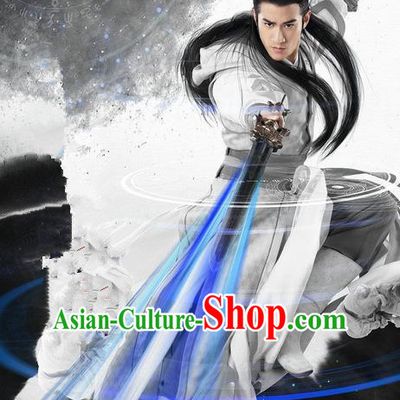 Traditional Ancient Chinese Swordsman Costume, Chinese Ming Dynasty Chivalrous Kawaler Suit, Chinese Television Swords of Legends Knight Prince Hanfu Clothing for Men