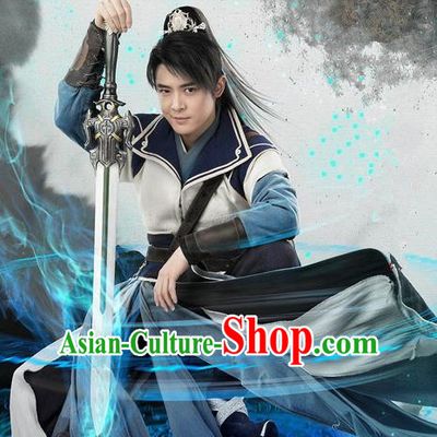 Traditional Chinese Ancient Chivalrous Kawaler Costume, Chinese Ming Dynasty Swordsman Suit, Chinese Television Swords of Legends Knight Clothing for Men