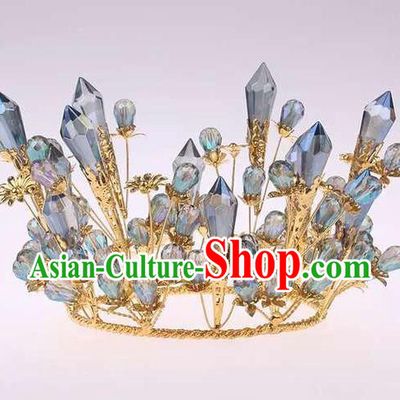 Top Grade Handmade Classical Hair Accessories, Children Baroque Style Crystal Queen Wedding Royal Crown Hair Jewellery Hair Clasp for Kids Girls