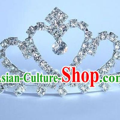 Top Grade Handmade Classical Hair Accessories, Children Baroque Style Wedding Crystal Royal Crown Hair Jewellery Hair Clasp for Kids Girls