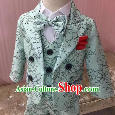 Top Grade Compere Professional Performance Catwalks Blazer Costume Complete Set, Children Chorus Suits Modern Dance Modern Fancywork Little Gentleman Clothing for Boys Kids