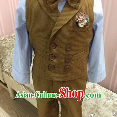 Top Grade Compere Professional Performance Catwalks Blazer Costume Complete Set, Children Chorus Customize Tuxedo Suits Modern Dance Modern Fancywork Little Gentleman Clothing for Boys Kids