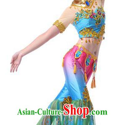 Traditional Chinese Ancient Flying Dance Yangge Fan Dance Dress, Folk Dance Yangko Clothing for Women