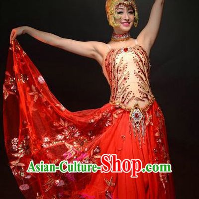 Traditional Chinese Classical Dance Yangge Fan Dancing Costume, Folk Dance Drum Dance Uniform Yangko Dress Clothing Complete Set for Women