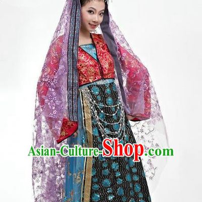 Traditional Chinese Hui Nationality Dancing Costume, Folk Dance Hui Ethnic Costume, Chinese Hui Minority Nationality Uigurian Dance Costume for Women