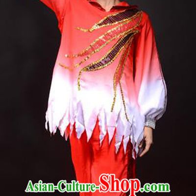 Traditional Chinese Classical Dance Yangge Lion Dance Costume, Folk Dance Drum Dance Uniform Yangko Red Clothing Complete Set for Men