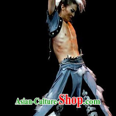 Traditional Chinese Mongol Nationality Dancing Costume, Mongols Male Folk Dance Ethnic Clothing, Chinese Mongolian Minority Nationality Clothing Complete Set for Men