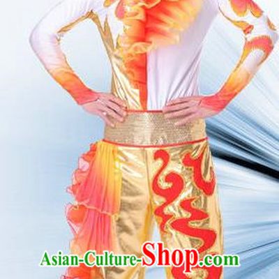 Traditional Chinese Classical Dance Yangge Lion Dance Costume, Folk Dance Drum Dance Uniform Yangko Clothing Complete Set for Men