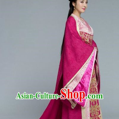 Traditional Chinese Ancient Imperial Empress Costume and Handmade Headpiece Complete Set, Chinese Northern and Southern Dynasties Television Tokgo World Imperial Consort Tailing Embroidered Hanfu Clothing for Women