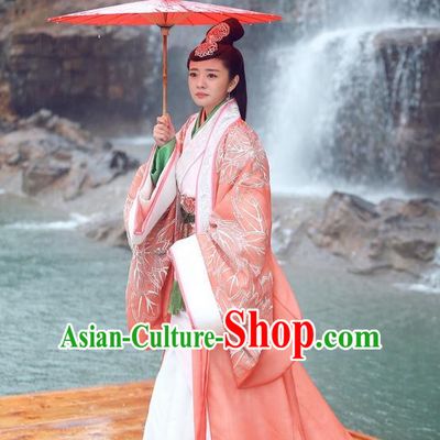 Traditional Chinese Ancient Imperial Princess Costume and Headpiece Complete Set, Chinese Northern and Southern Dynasties Television Tokgo World Imperial Consort Embroidered Hanfu Clothing for Women