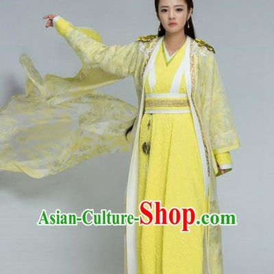 Traditional Chinese Ancient Swordswoman Costume and Headpiece Complete Set, Chinese Northern and Southern Dynasties Television Tokgo World Heroine Hanfu Dress Clothing for Women