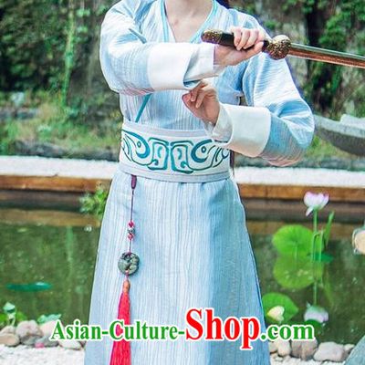 Traditional Chinese Ancient Swordswoman Dress Costume, Chinese Northern and Southern Dynasties Television Tokgo World Heroine Hanfu Clothing and Headpiece Complete Set for Women