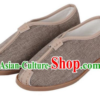 Top Grade Kung Fu Martial Arts Shoes Pulian Shoes, Chinese Traditional Tai Chi Linen Shoes Cloth Zen Jute Color Shoes for Women for Men