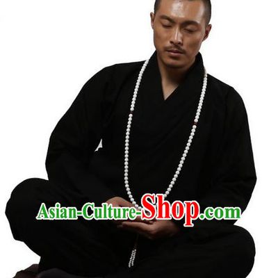 Traditional Chinese Kung Fu Costume Martial Arts Black Linen Suits Pulian Clothing, Training Costume Tai Ji Meditation Uniforms Gongfu Wushu Tai Chi Clothing for Men