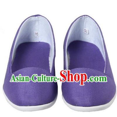 Top Chinese Traditional Tai Chi Linen Shoes Kung Fu Pulian Shoes Martial Arts Purple Shoes for Women