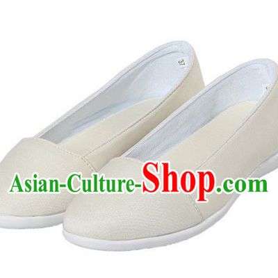Top Chinese Traditional Tai Chi Linen Shoes Kung Fu Pulian Shoes Martial Arts Beige Shoes for Women