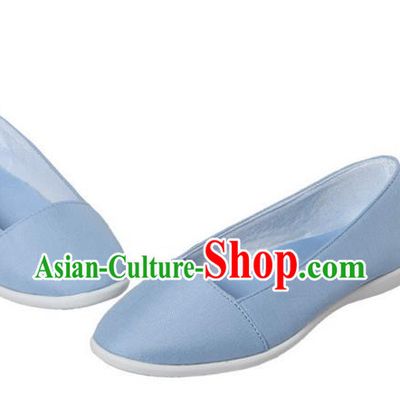 Top Chinese Traditional Tai Chi Linen Shoes Kung Fu Pulian Shoes Martial Arts Blue Shoes for Women