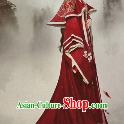 Traditional Chinese Ancient Imperial Empress Costume and Headpiece Complete Set, Chinese Teleplay Flower Shabana Flyings Sky Song Dynasty Queen Wedding Clothing for Women
