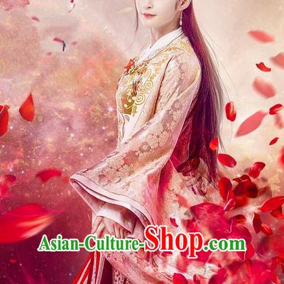 Traditional Chinese Ancient Princess Costume, Chinese Teleplay Flower Shabana Flyings Sky Song Dynasty Palace Lady Infanta Clothing and Headpiece Complete Set for Women