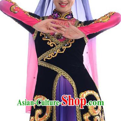 Traditional Chinese Hui Nationality Dancing Costume, Folk Dance Ethnic Costume, Chinese Minority Nationality Uigurian Dance Costume for Women
