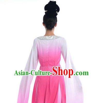 Traditional Chinese Classical Dance Flying Dance Costume, Folk Dance Drum Dance Uniform Yangko Pink Dress for Women