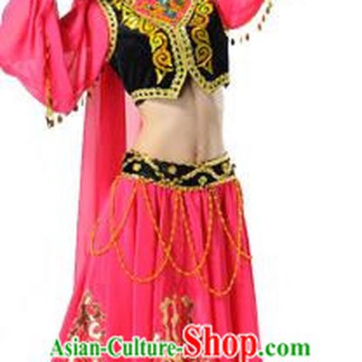 Traditional Chinese Uyghur Nationality Dancing Costume, Folk Dance Ethnic Costume, Chinese Minority Nationality Uigurian Dance Clothing for Women