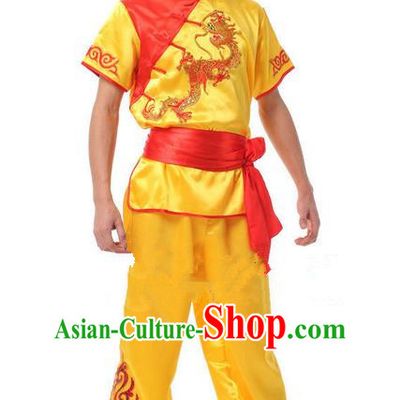 Traditional Chinese Classical Dance Yangge Fan Dance Costume, Folk Dance Drum Dance Uniform Yangko Red Clothing Complete Set for Men