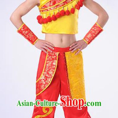 Traditional Chinese Classical Dance Yangge Fan Dance Costume, Folk Dance Drum Dance Uniform Yangko Clothing Complete Set for Men