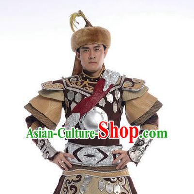 Traditional Chinese Mongol Nationality Dancing Costume, Mongols Folk Dance Ethnic Clothing, Chinese Mongolian Minority Nationality Costume for Men
