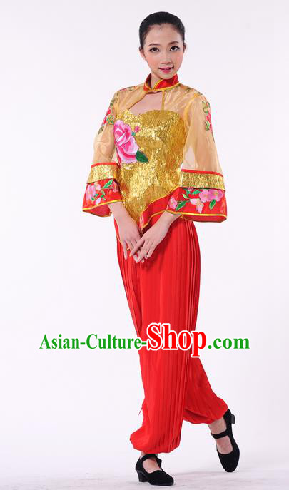 Traditional Chinese Yangge Fan Dancing Costume and Accessories Traditional Chinese Yangge Fan Dancing Costume and Accessories