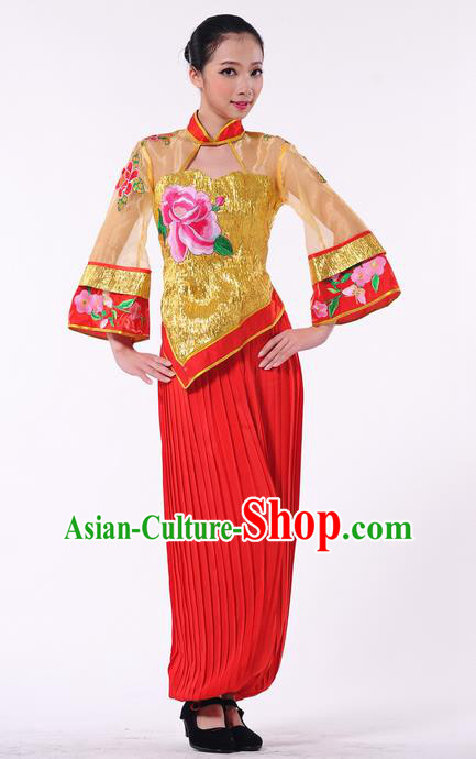 Traditional Chinese Yangge Fan Dancing Costume and Accessories Traditional Chinese Yangge Fan Dancing Costume and Accessories