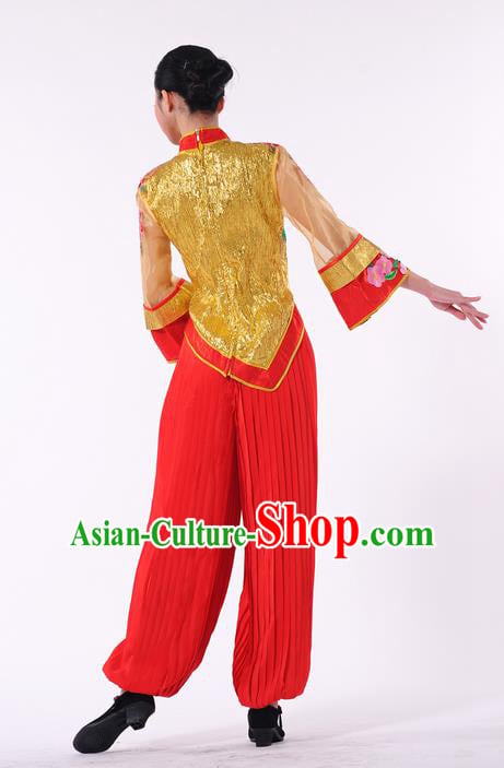 Traditional Chinese Yangge Fan Dancing Costume and Accessories Traditional Chinese Yangge Fan Dancing Costume and Accessories
