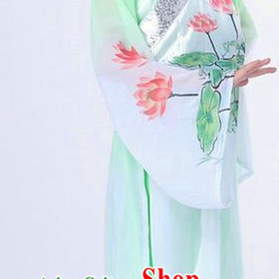 Traditional Chinese Classical Dance Peking Opera Performance Costume, Children Folk Dance Uniform Lotus Dance Green Clothing for Kids