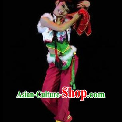 Traditional Chinese Classical Dance Yangge Fan Dancing Costume, Northeast Song-and-dance Duet Uniform Yangko Costume Complete Set for Women