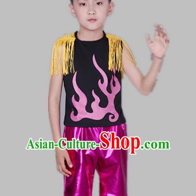 Top Grade Chinese Compere Performance Costume, Children Jazz Dance Modern Dance Clothing for Boys Kids