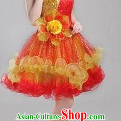 Chinese Compere Performance Costume, Opening Dance Chorus Dress, Modern Dance Classic Dance One-shoulder Bubble Dress for Women