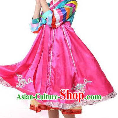 Traditional Korean Hanbok, China Korean Nationality Dance Pink Dress for Kids