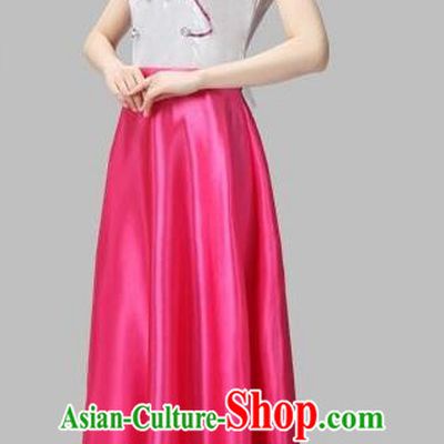 Top Grade Professional Compere Modern Dance Costume, Women Opening Dance Chorus Singing Group Uniforms Rose Long Dress for Women