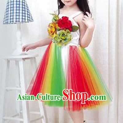 Top Grade Professional Performance Catwalks Costume, Children Chorus Full Dress Modern Dance Modern Fancywork Little Princess Dress for Girls Kids