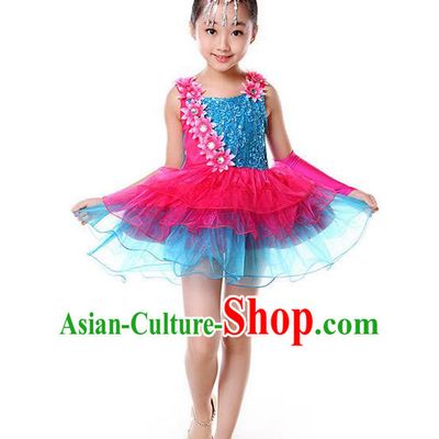 Top Grade Professional Performance Catwalks Costume, Children Full Dress Modern Dance Little Princess Bubble Dress for Girls Kids