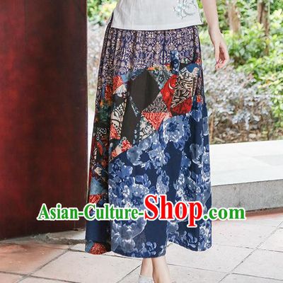 Traditional Ancient Chinese National Pleated Skirt Costume, Elegant Hanfu Long Skirt, China Ethnic Minorities Tang Suit Bust Skirt for Women