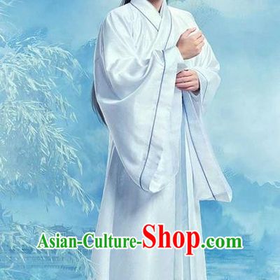 Traditional Ancient Chinese Elegant Swordsman Costume, Chinese Jiang hu Nobility Childe Dress, Cosplay Chinese Television Drama Jade Dynasty Qing Yun Faction Taoist Priest Disciple Hanfu Clothing for Men