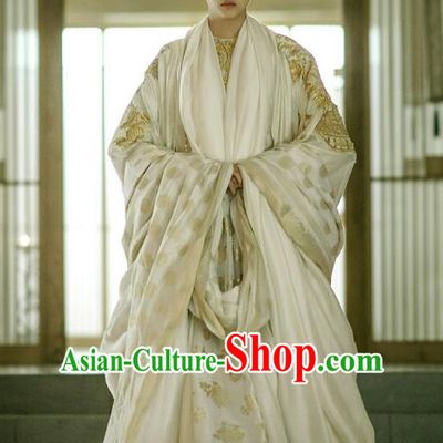 Traditional Ancient Chinese Elegant Imperial Empress Costume, Chinese Ancient Han Dynasty Palace Young Lady Dress, Cosplay Chinese Television Drama Huang Feng Prison Princess Hanfu Trailing Embroidery Clothing for Women