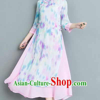 Traditional Ancient Chinese National Costume, Elegant Hanfu Mandarin Qipao White Dress, China Tang Suit Chirpaur Upper Outer Garment Elegant Dress Clothing for Women